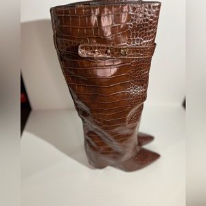 BRAND NEW with box. Azalea Wang Melina Brown Croc knee boot. Women’s size 10